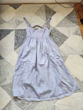 emilia George purple cotton midi dress pockets large